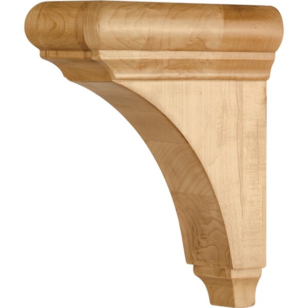 Hardware Resources 3" Wx6-1/2"Dx8"H Hard Maple Minimal Bullnose Cap Corbel COR39-1-HMP - main